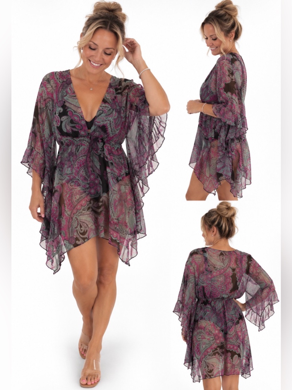 💥3/$15💥 Sheer Multi-Color Paisley Swim Cover-Up Tunic